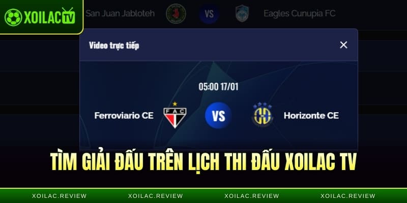 Tìm giải đấu trên lịch thi đấu Xoilac TV